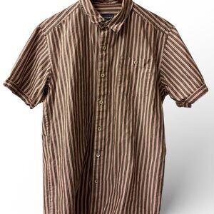 Patagonia Men's Casual Striped Shirt - Brown and White